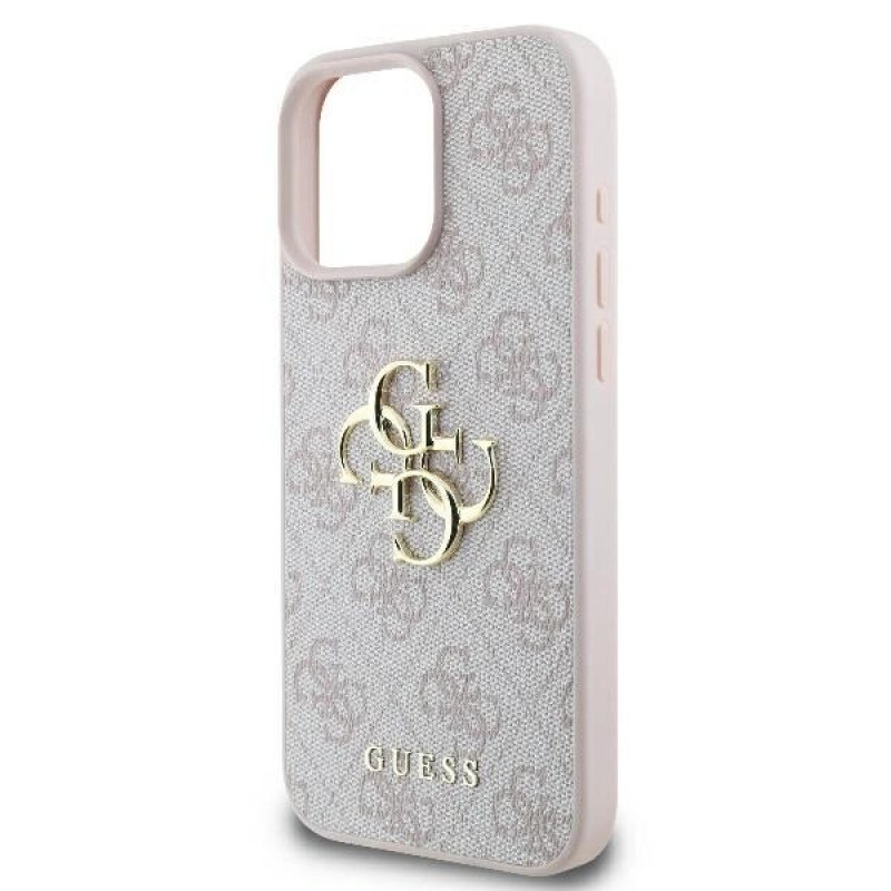 Guess GUHCP16X4GMGPI 4G Big Metal Logo kietas dėklas, skirtas Apple iPhone 16 Pro Max 6.9", rožinis