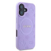 Guess Saffiano Peony Stamp MagSafe dėklas, skirtas Apple iPhone 16, purpurinis