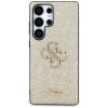 Guess Fixed Glitter Big 4G Metal Logo kietas dėklas, skirtas Samsung Galaxy S25 Ultra, auksinis