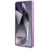 Guess Glitter Flowers Triangle Buttons MagSafe dėklas, skirtas Samsung Galaxy S25 Ultra, purpurinis