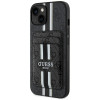 Guess Guess 4G Stripes MagSafe Wallet dėklas su pinigine, skirtas Apple iPhone 15, juodas