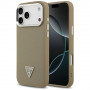 Guess Grained Triangle Logo MagSafe kietas dėklas, skirtas Apple iPhone 17 Pro Max, rudas