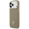 Guess Grained Triangle Logo MagSafe kietas dėklas, skirtas Apple iPhone 17 Pro Max, rudas
