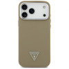 Guess Grained Triangle Logo MagSafe kietas dėklas, skirtas Apple iPhone 17 Pro Max, rudas