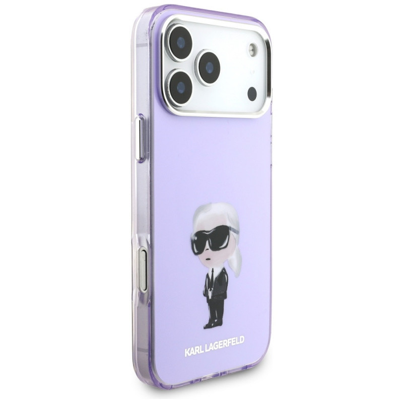 Karl Lagerfeld KLD22568 IML Aquarelle Karl & Choupette & Logo MagSafe dėklas, skirtas Apple iPhone 17 Pro Max, purpurinis