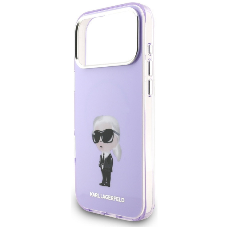 Karl Lagerfeld KLD22568 IML Aquarelle Karl & Choupette & Logo MagSafe dėklas, skirtas Apple iPhone 17 Pro Max, purpurinis