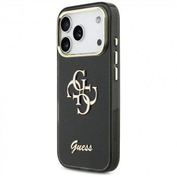 Guess GUE5344 IML 4G Script Metal kietasis dėklas, skirtas Apple iPhone 17 Pro Max, juodas
