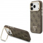 Guess 4G PU Triangle Logo & Stand Camera MagSafe dėklas, skirtas Apple iPhone 18 Pro Max / 17 Pro Max, rudas