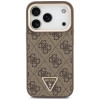 Guess 4G PU Triangle Logo & Stand Camera MagSafe dėklas, skirtas Apple iPhone 18 Pro Max / 17 Pro Max, rudas