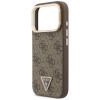 Guess 4G PU Triangle Logo & Stand Camera MagSafe dėklas, skirtas Apple iPhone 18 Pro Max / 17 Pro Max, rudas