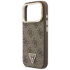 Guess 4G PU Triangle Logo & Stand Camera MagSafe dėklas, rudas, skirtas Apple iPhone 18 Pro / 17 Pro