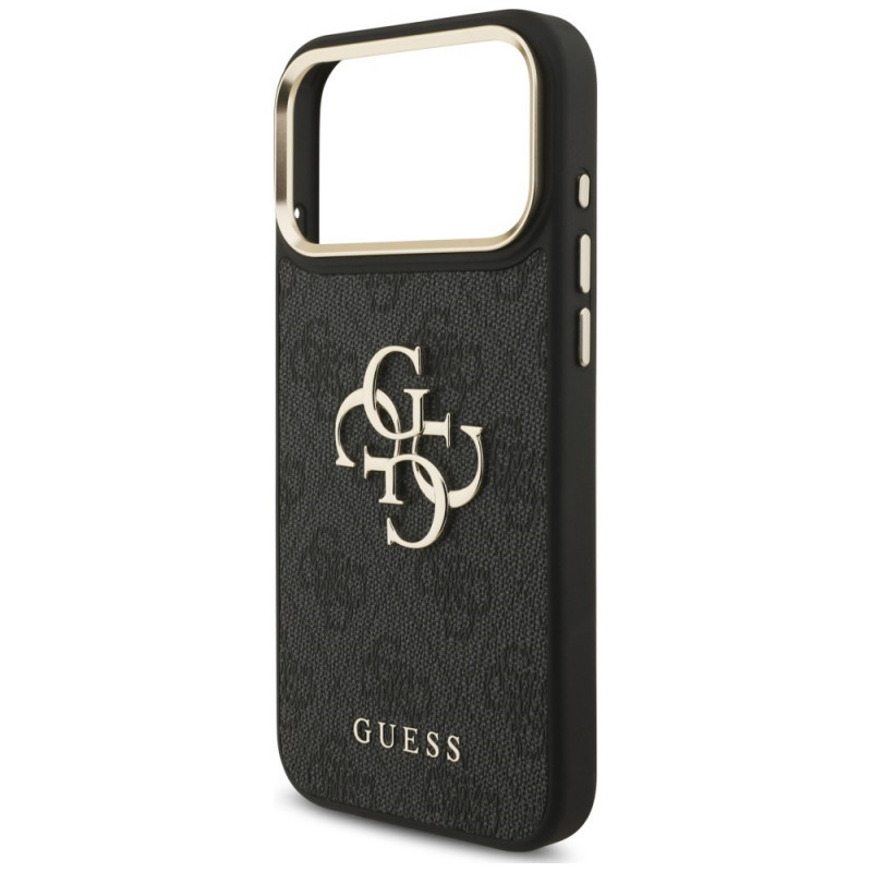 Guess 4G Big 4G Classic Logo Big Strap Metal Buttons dėklas su dirželiu, skirtas Apple iPhone 18 Pro Max / 17 Pro Max, juodas