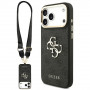 Guess 4G Big 4G Classic Logo Big Strap Metal Buttons dėklas su dirželiu, skirtas Apple iPhone 18 Pro / 17 Pro, juodas