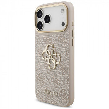 Guess 4G Big 4G Classic Logo Big Strap Metal Buttons dėklas su dirželiu, skirtas Apple iPhone 18 Pro / 17 Pro, rausvas