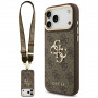 Guess 4G Big 4G Classic Logo Big Strap Metal Buttons dėklas su dirželiu, skirtas Apple iPhone 18 Pro Max / 17 Pro Max, rudas