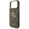 Guess 4G Big 4G Classic Logo Big Strap Metal Buttons dėklas su dirželiu, skirtas Apple iPhone 18 Pro Max / 17 Pro Max, rudas