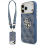 Guess 4G Big 4G Classic Logo Big Strap Metal Buttons dėklas su dirželiu, skirtas Apple iPhone 18 Pro Max / 17 Pro Max, mėlynas