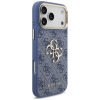 Guess 4G Big 4G Classic Logo Big Strap Metal Buttons dėklas su dirželiu, skirtas Apple iPhone 18 Pro Max / 17 Pro Max, mėlynas