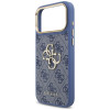 Guess 4G Big 4G Classic Logo Big Strap Metal Buttons dėklas su dirželiu, skirtas Apple iPhone 18 Pro Max / 17 Pro Max, mėlynas