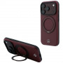 Mercedes-Benz odinis Leather with Ring Stand MagSafe dėklas, skirtas Apple iPhone 18 Pro / 17 Pro, bordo spalvos