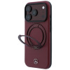 Mercedes-Benz odinis Leather with Ring Stand MagSafe dėklas, skirtas Apple iPhone 18 Pro / 17 Pro, bordo spalvos