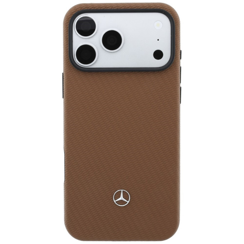 Mercedes-Benz Grill Pattern Leather MagSafe dėklas ir kortelių piniginės rinkinys, skirtas Apple iPhone 18 Pro Max / 17 Pro Max, camel