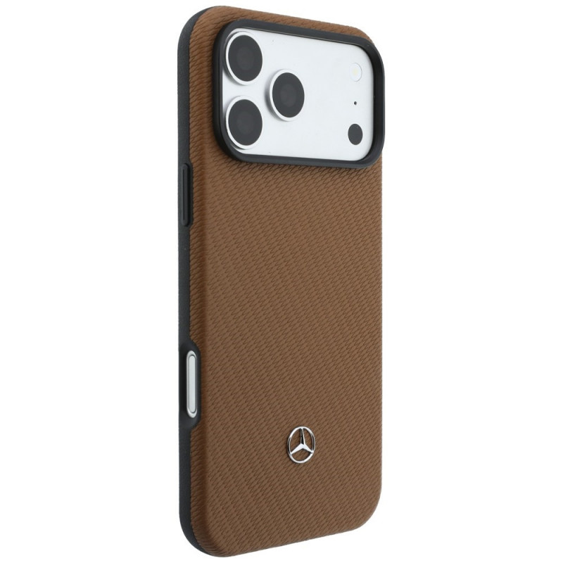 Mercedes-Benz Grill Pattern Leather MagSafe dėklas ir kortelių piniginės rinkinys, skirtas Apple iPhone 18 Pro Max / 17 Pro Max, camel