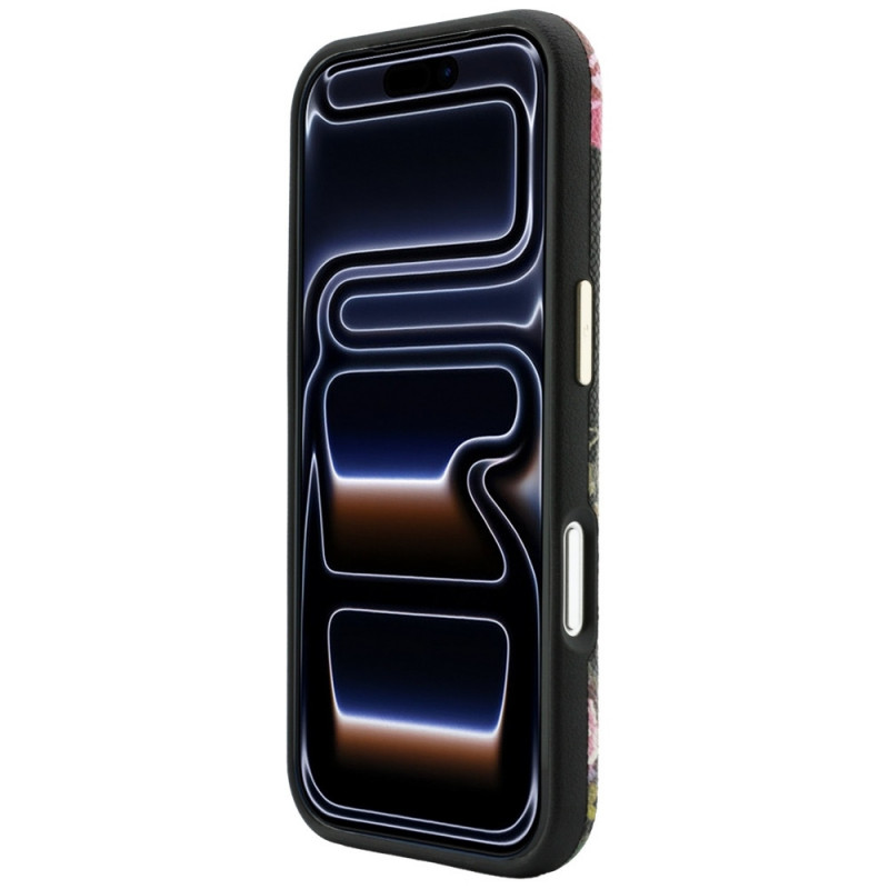 Guess Blossom Roses Print MagSafe dėklas, skirtas Apple iPhone 18 Pro / 17 Pro, juodas