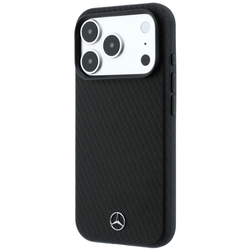 Mercedes-Benz dėklas Grill Pattern ir kortelių piniginė iš ekologiškos odos su MagSafe, skirtas Apple iPhone 18 Pro Max / 17 Pro Max, juodas