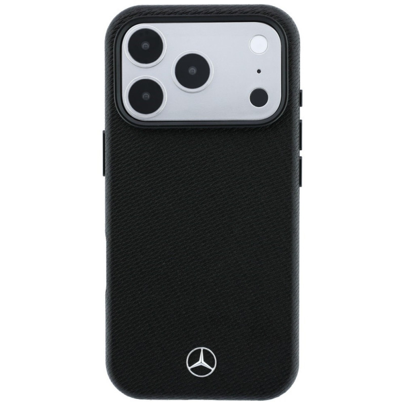 Mercedes-Benz dėklas Grill Pattern ir kortelių piniginė iš ekologiškos odos su MagSafe, skirtas Apple iPhone 18 Pro Max / 17 Pro Max, juodas