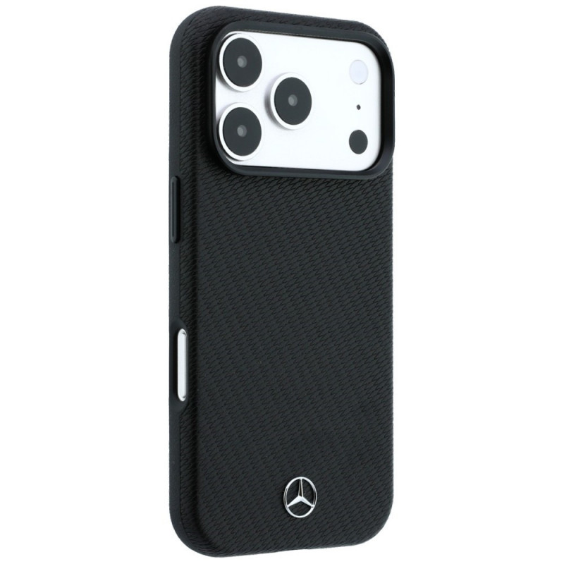 Mercedes-Benz dėklas Grill Pattern ir kortelių piniginė iš ekologiškos odos su MagSafe, skirtas Apple iPhone 18 Pro Max / 17 Pro Max, juodas