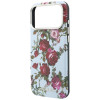 Guess GUE6026 Blossom Roses Print MagSafe dėklas, skirtas Apple iPhone 18 Pro / 17 Pro, mėlynas