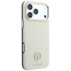 Guess GUE005545 Grained Round Strass Logo MagSafe dėklas, skirtas Apple iPhone 18 Pro / 17 Pro, smėlio spalvos