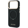 Guess Guess Ring Stand 360 Grained Classic Logo MagSafe dėklas, skirtas Apple iPhone 18 Pro / 17 Pro, juodas