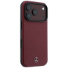 Mercedes-Benz Grill Pattern Leather MagSafe dėklas ir kortelių piniginės rinkinys, skirtas Apple iPhone 18 Pro / 17 Pro, bordo spalvos