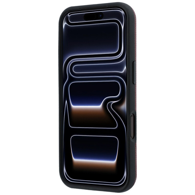 Mercedes-Benz Grill Pattern Leather MagSafe dėklas ir kortelių piniginės rinkinys, skirtas Apple iPhone 18 Pro / 17 Pro, bordo spalvos