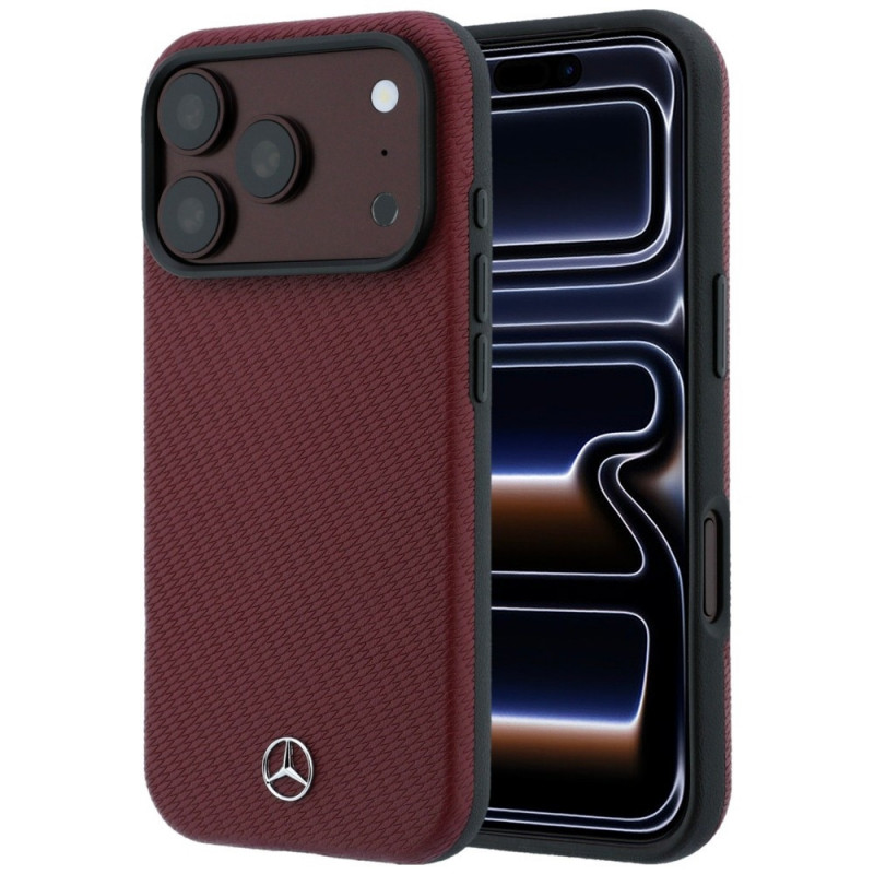 Mercedes-Benz dėklas Grill Pattern ir kortelių piniginė iš ekologiškos odos su MagSafe, skirta Apple iPhone 18 Pro Max / 17 Pro Max, juodas