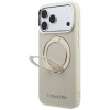 Karl Lagerfeld Ring Stand 360 Saffiano Classic Logo MagSafe dėklas, skirtas Apple iPhone 18 Pro / 17 Pro, smėlio spalvos