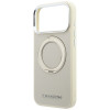 Karl Lagerfeld Ring Stand 360 Saffiano Classic Logo MagSafe dėklas, skirtas Apple iPhone 18 Pro / 17 Pro, smėlio spalvos