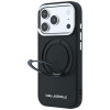 Karl Lagerfeld Ring Stand 360 Saffiano Classic Logo MagSafe dėklas, skirtas Apple iPhone 18 Pro / 17 Pro, juodas (KF003179)