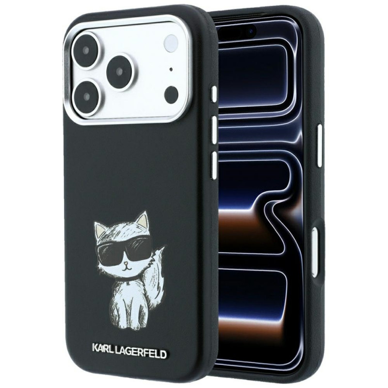 Karl Lagerfeld Smooth Choupette Sketch MagSafe dėklas, skirtas Apple iPhone 18 Pro Max / 17 Pro Max, juodas