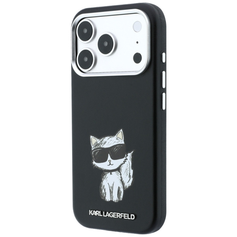 Karl Lagerfeld Smooth Choupette Sketch MagSafe dėklas, skirtas Apple iPhone 18 Pro Max / 17 Pro Max, juodas