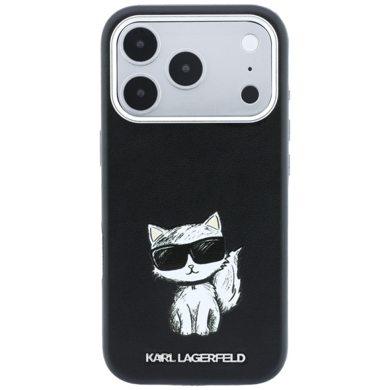Karl Lagerfeld Smooth Choupette Sketch MagSafe dėklas, skirtas Apple iPhone 18 Pro Max / 17 Pro Max, juodas