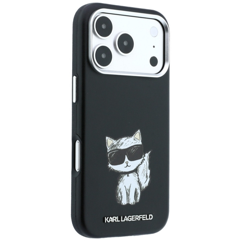 Karl Lagerfeld Smooth Choupette Sketch MagSafe dėklas, skirtas Apple iPhone 18 Pro Max / 17 Pro Max, juodas