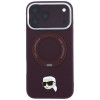 Karl Lagerfeld with Ring Stand 360 Karl Head Pin MagSafe dėklas, skirtas Apple iPhone 18 Pro Max / 17 Pro Max, bordinė spalva