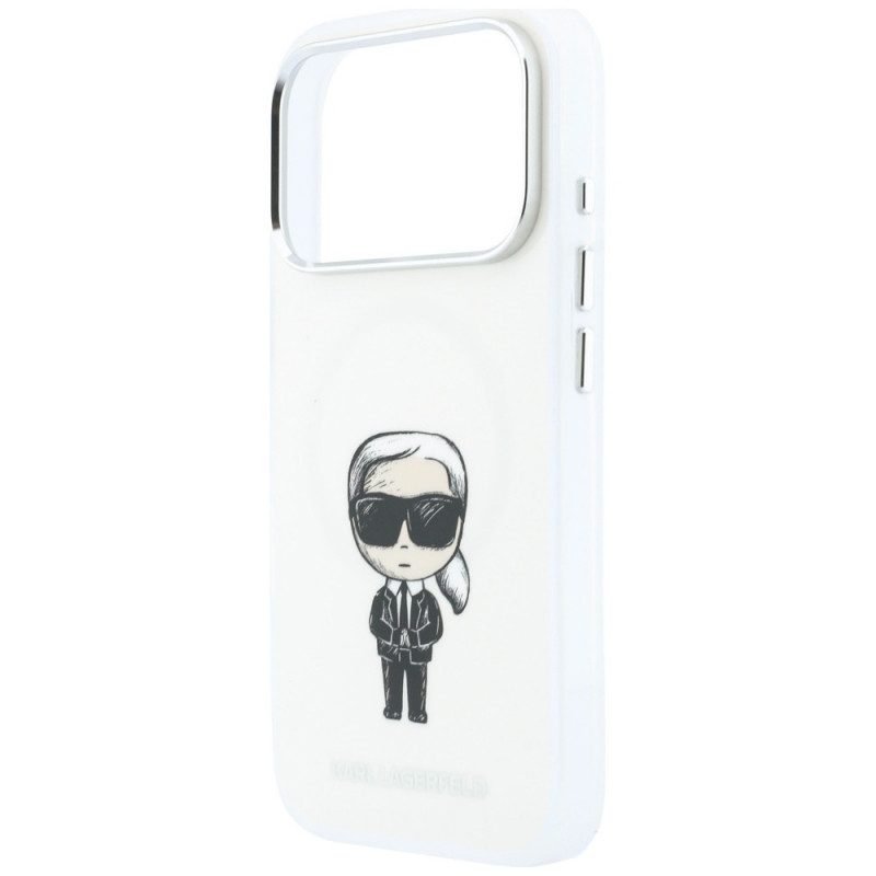 Karl Lagerfeld IML Ikonik Sketch Print MagSafe dėklas, skirtas Apple iPhone 18 Pro Max / 17 Pro Max, smėlio spalvos (KLD22794)