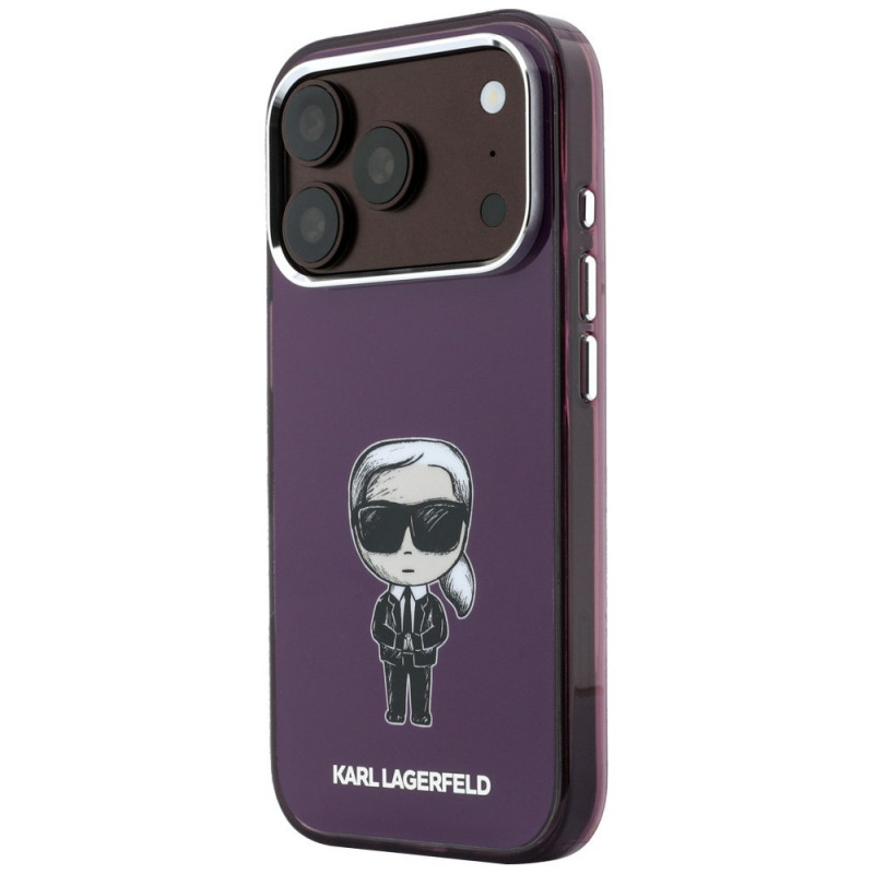 Karl Lagerfeld IML Ikonik Sketch Print MagSafe dėklas, skirtas Apple iPhone 18 Pro / 17 Pro, bordo spalvos