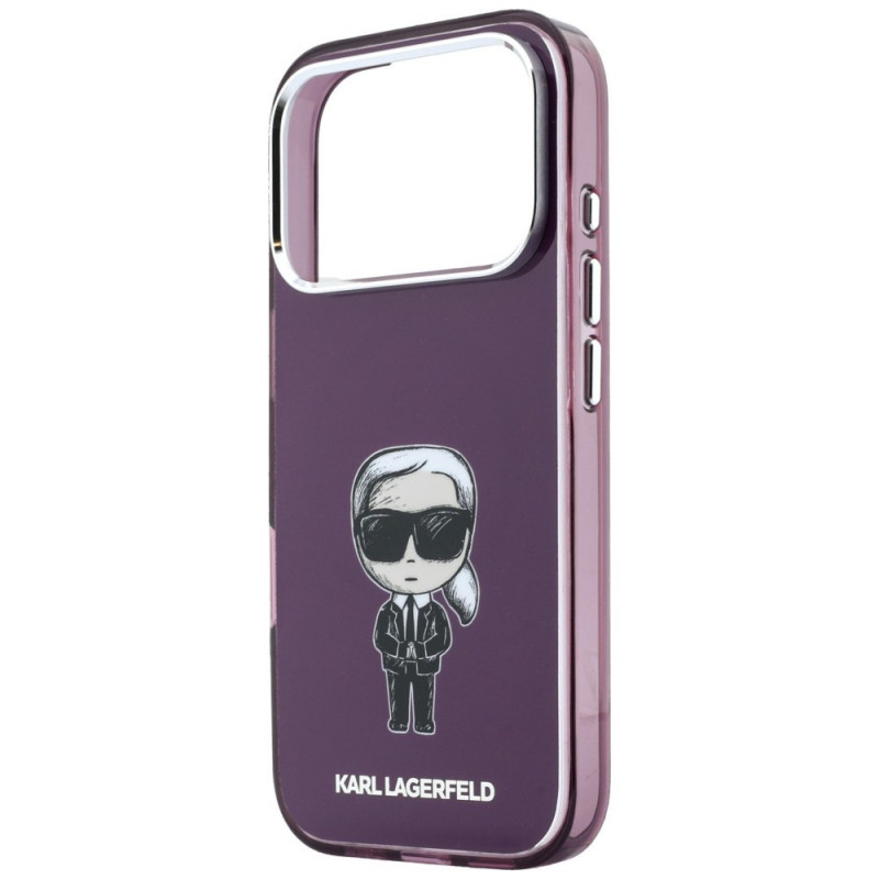 Karl Lagerfeld IML Ikonik Sketch Print MagSafe dėklas, skirtas Apple iPhone 18 Pro / 17 Pro, bordo spalvos