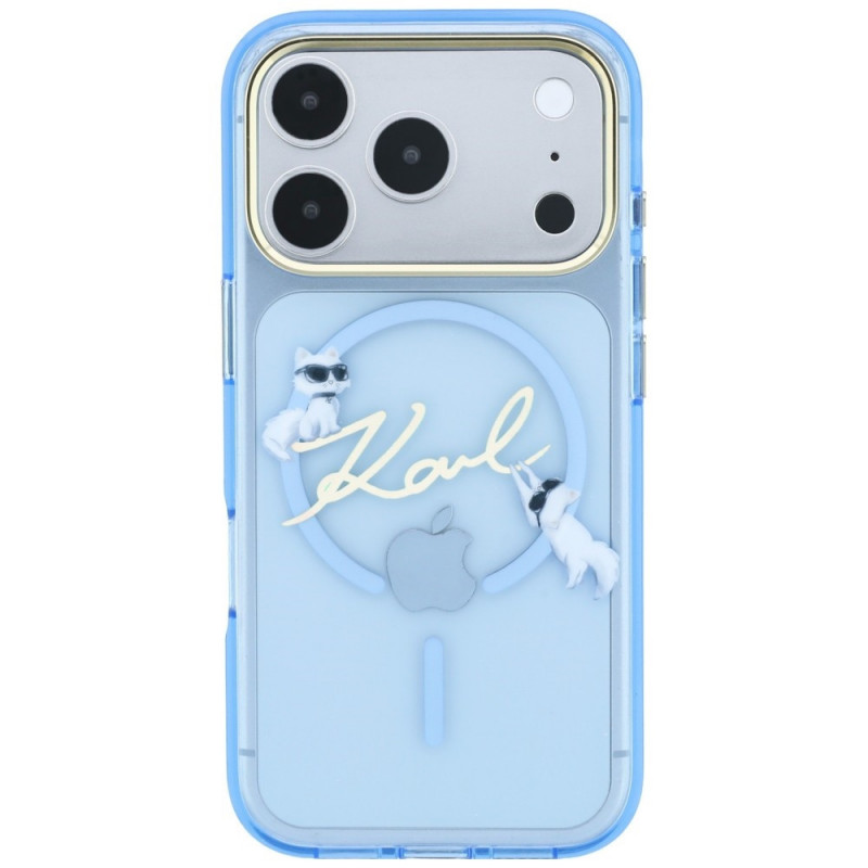 Karl Lagerfeld Script Logo MagSafe dėklas, skirtas Apple iPhone 18 Pro / 17 Pro, šviesiai mėlynas