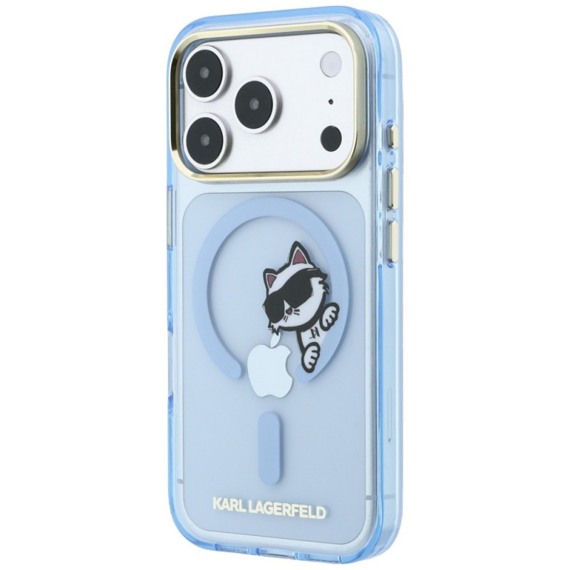 Karl Lagerfeld Peekaboo Logo MagSafe dėklas, skirtas Apple iPhone 18 Pro Max / 17 Pro Max, mėlynas